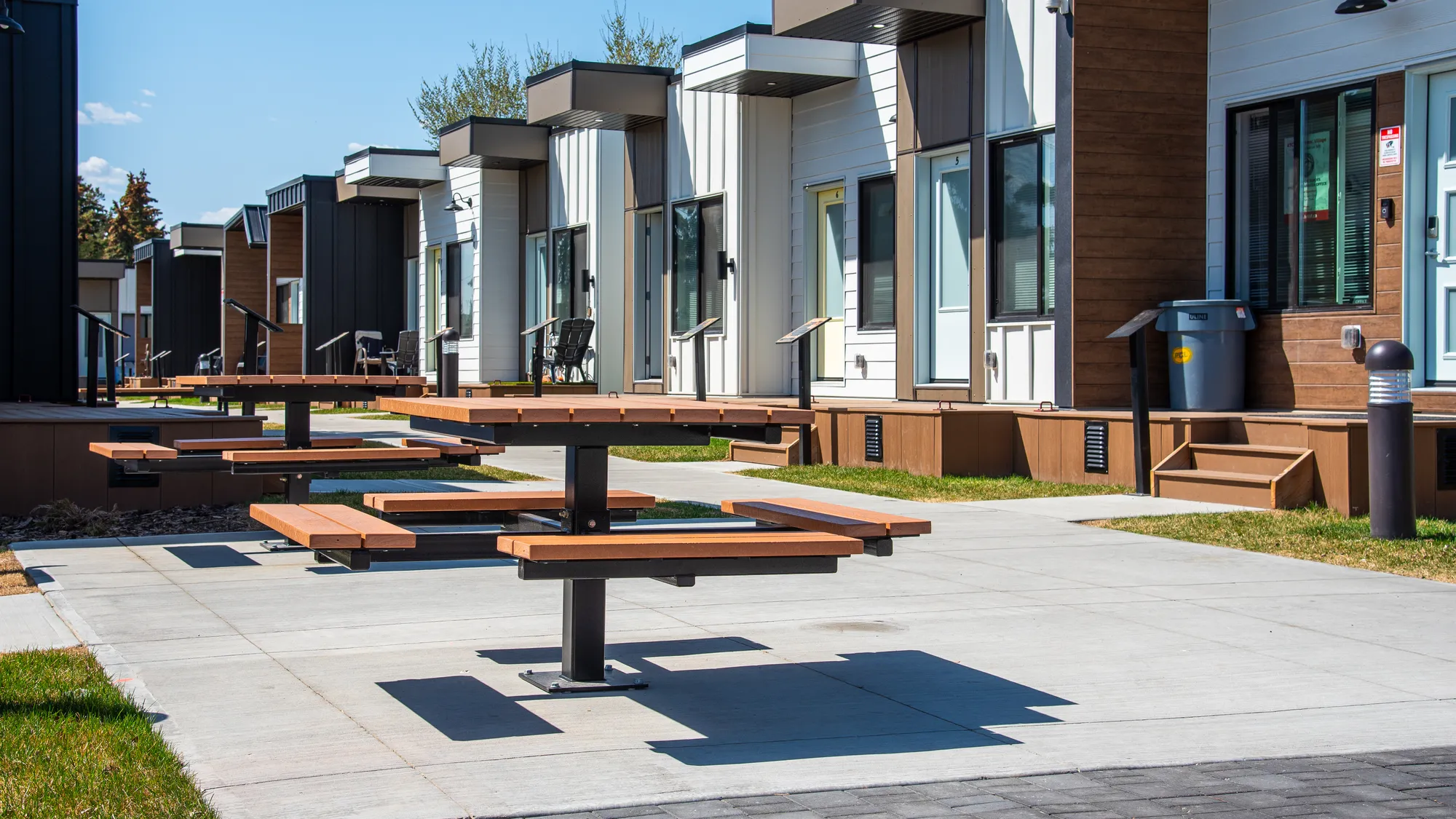 Wishbone Single Pedestal Picnic Tables at Atco Veterans Village