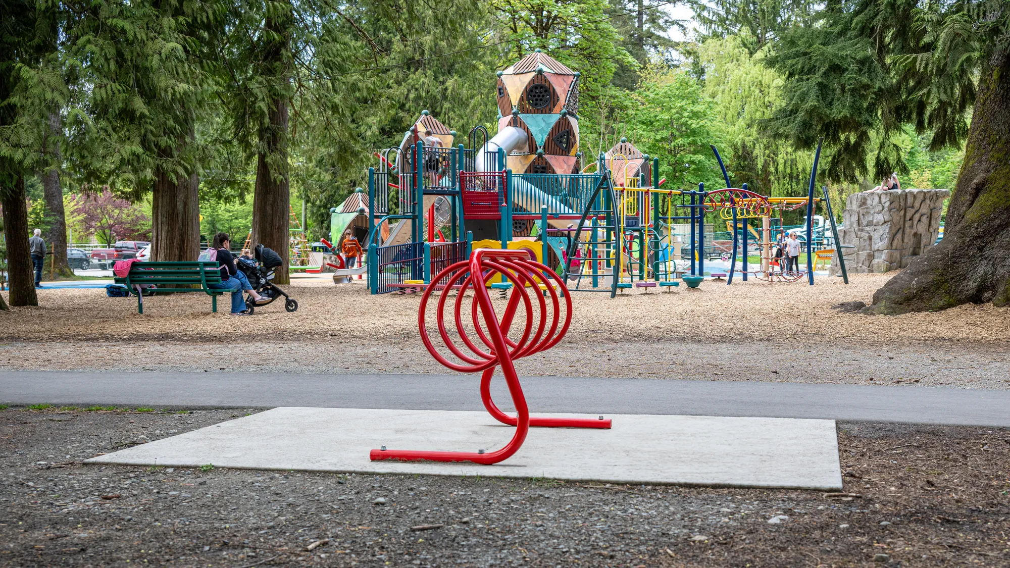 Wishbone 4 Space Spiral Bike Rack at Maple Ridge Park in Maple R