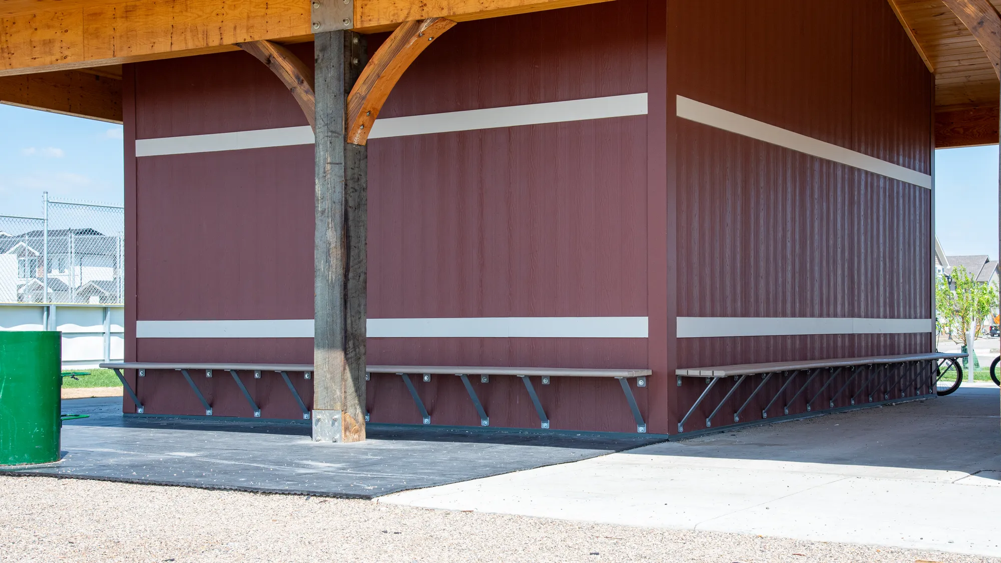 Wishbone Standard Wall Benches at Horizon Station Park in Regina