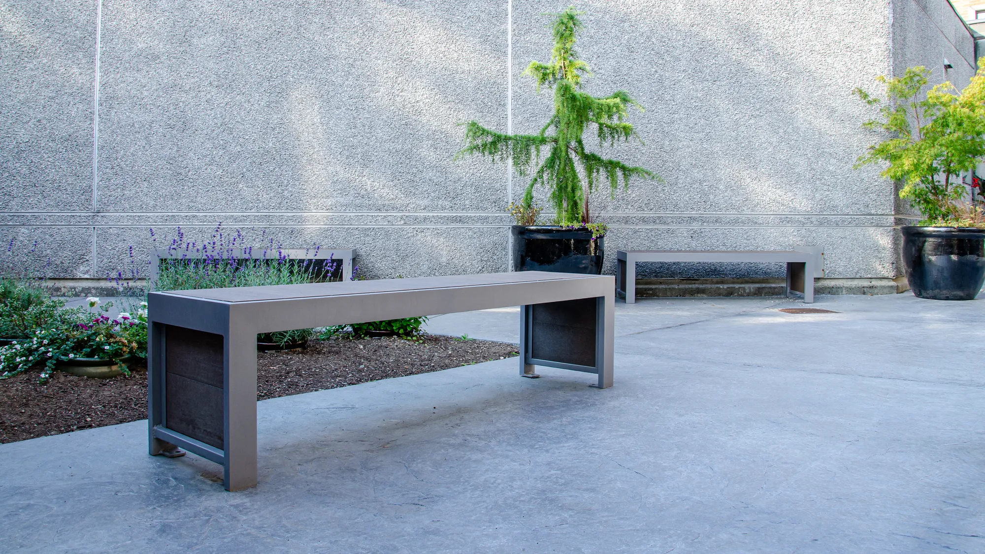 Wishbone Urban Form Backless Benches at the Nanaimo Regional Hos