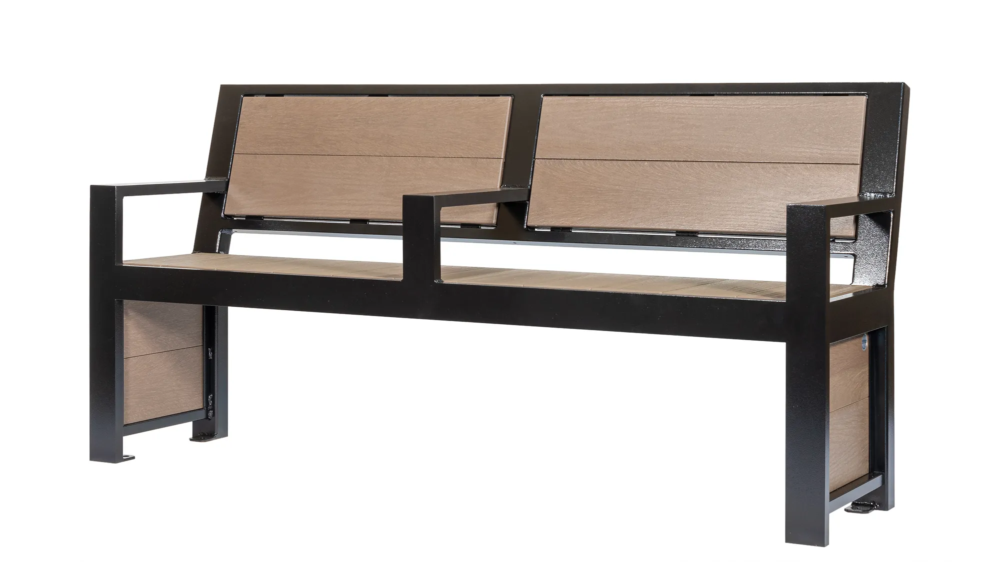 Wishbone Urban Form Full Back Bench with Armrests and Center Arm