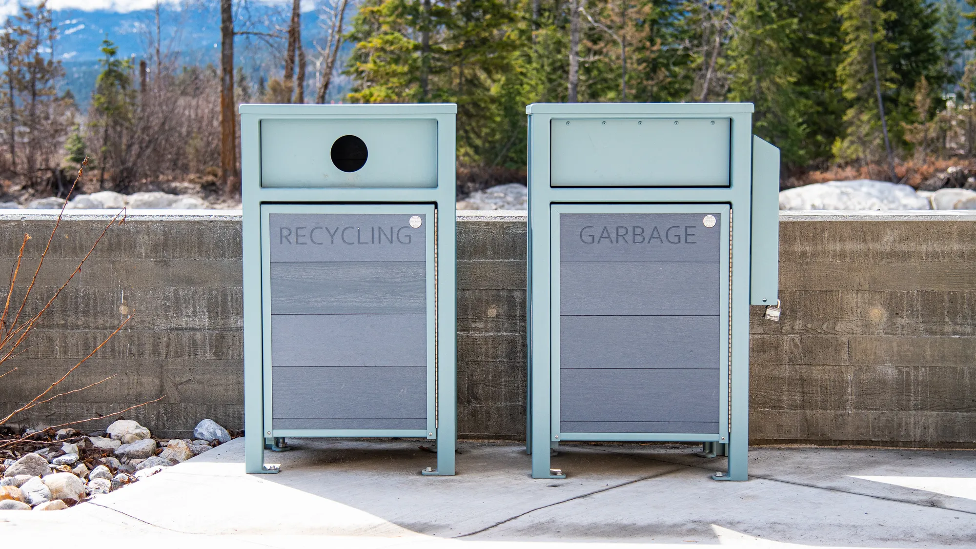 Wishbone Urban Form Slim Line Waste Receptacles in Golden BC