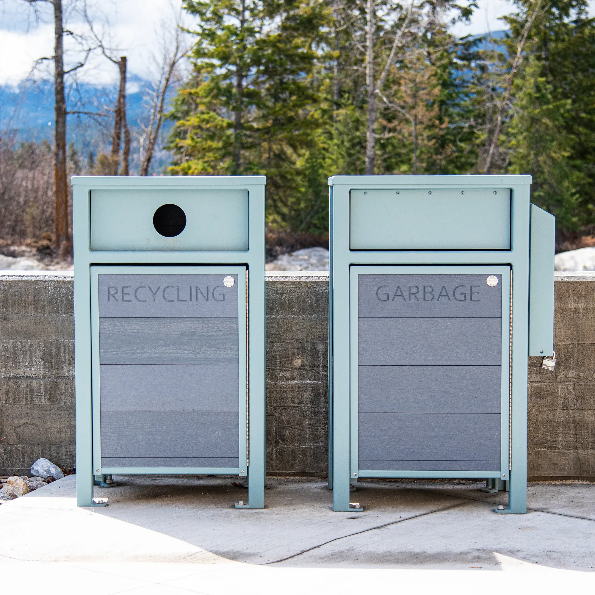 Wishbone Urban Form Slim Line Waste Receptacles in Golden BC