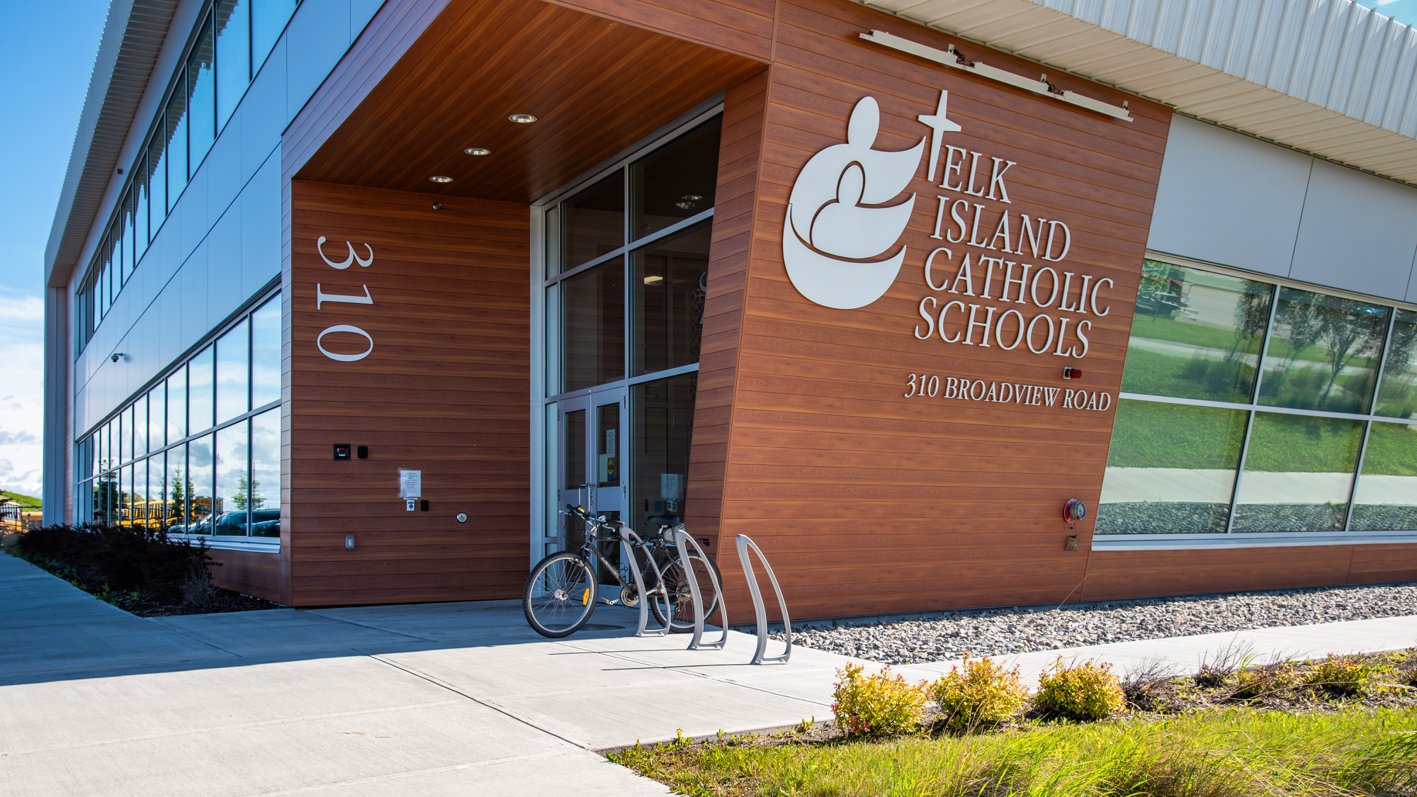Wishbone TENAJ 2 Space Bike Racks for Elk Island Catholic Schools in Sherwood Park, Alberta