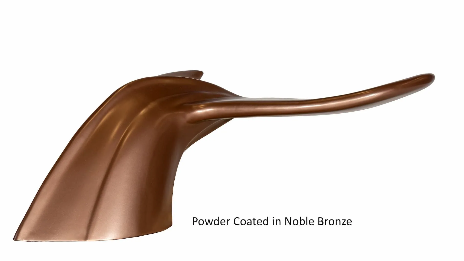 Whale Tail Bench powder coated in Noble Bronze. This unique bench adds a touch of whimsy to any outdoor space.