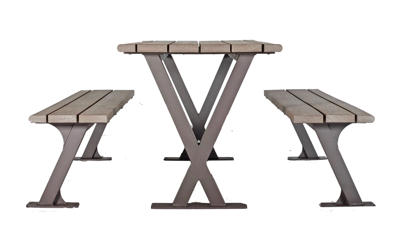 A Bayview 6-ft Picnic Table with recycled plastic lumber and powder-coated metal frame. This picnic table offers a durable and stylish outdoor seating solution.