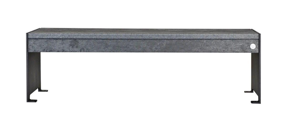 Hutch Backless Bench with a simple, modern design. This bench features a durable recycled plastic lumber top and a powder-coated metal frame.