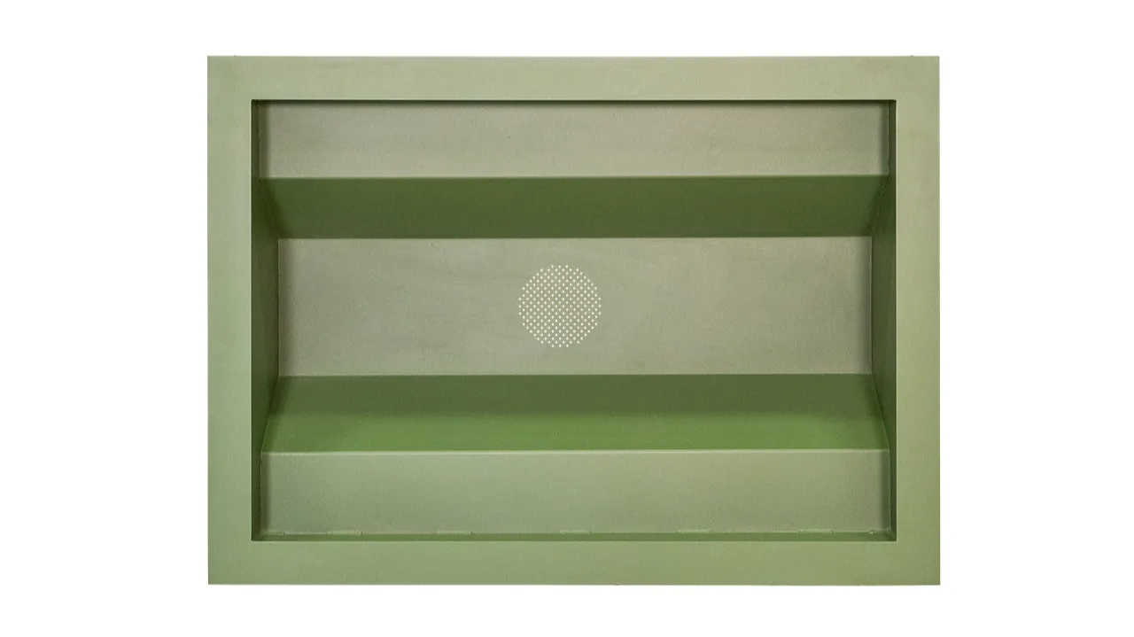 Wheelchair accessible planter with a sage green finish. This planter is designed to accommodate wheelchair users and enhance outdoor spaces.