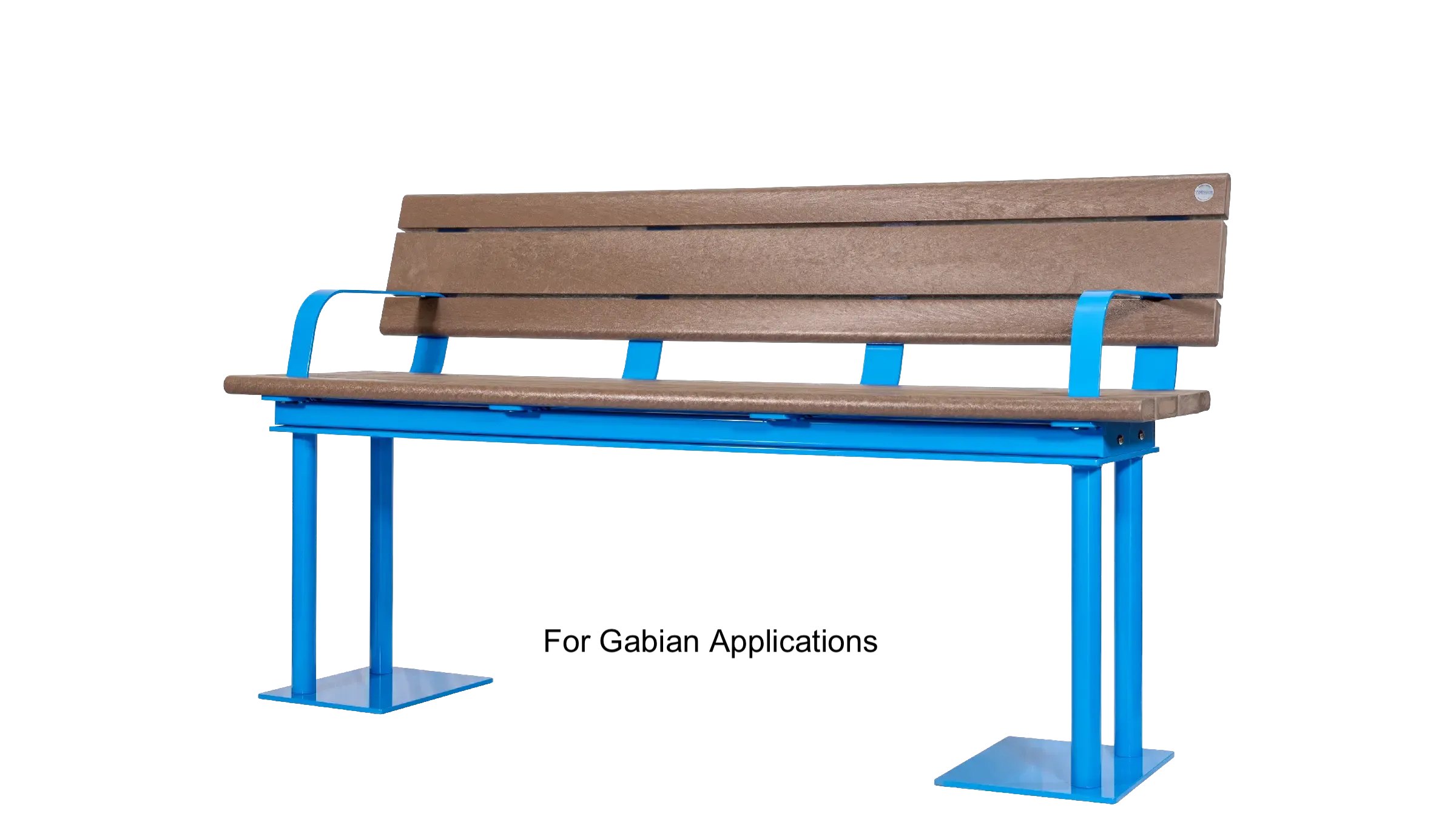 The Bayview bench features recycled plastic lumber and a powder-coated metal frame. This bench offers a comfortable and durable seating solution for outdoor spaces.