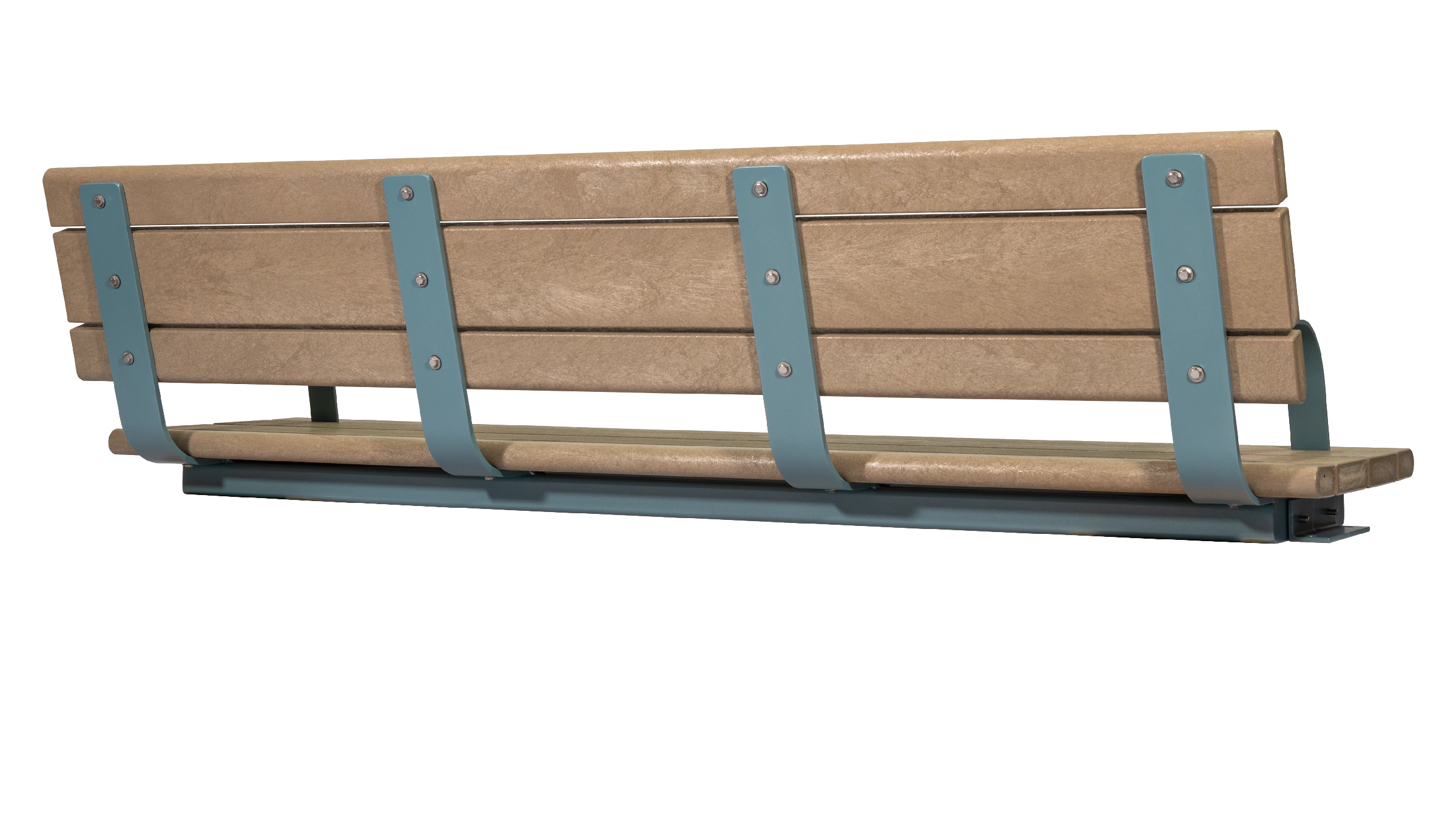 This Bayview Wall Top Bench features recycled plastic lumber and a powder-coated metal frame. It provides comfortable and stylish seating for any outdoor space.