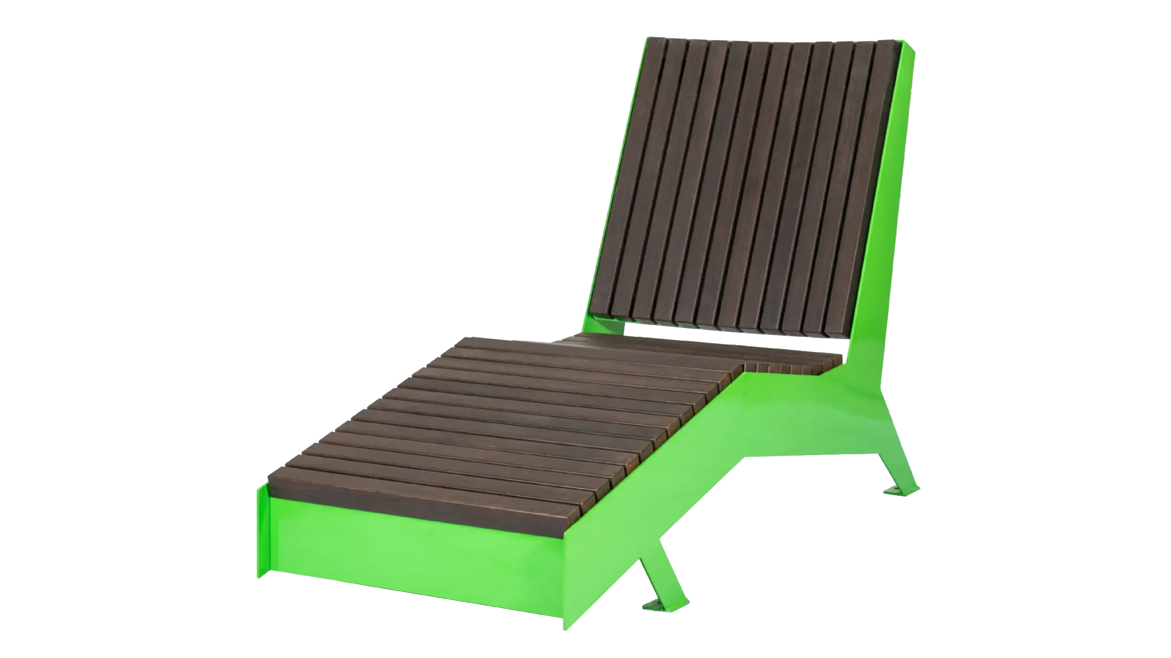 The JEM Chaise Lounger provides a comfortable and stylish seating option for outdoor spaces. It features recycled plastic lumber slats and a powder-coated metal frame.