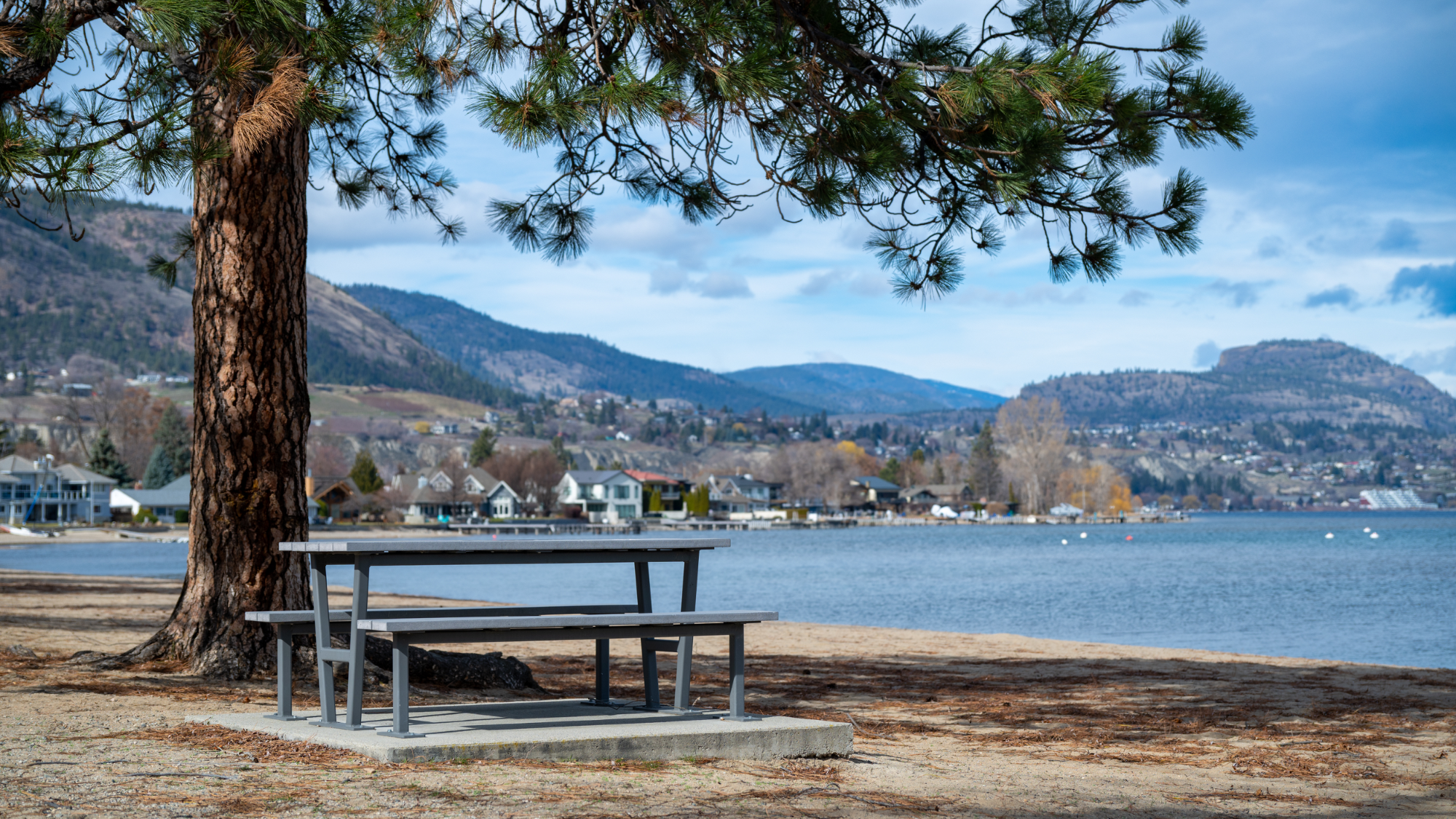 Wishbone Rutherford 6 ft Picnic Table at Powell Beach in Summerland, BC