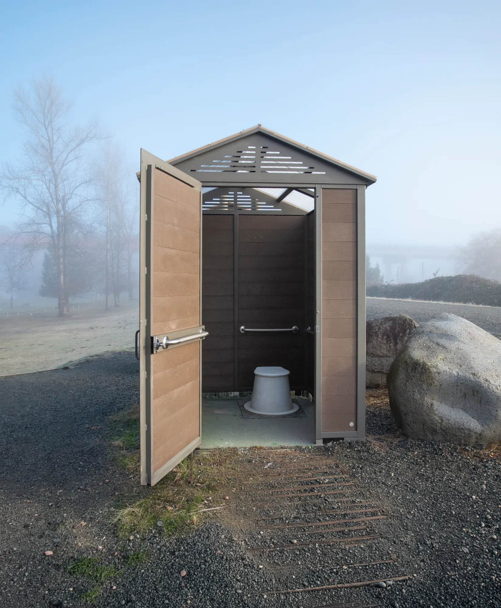 Outhouse Front View with Door Open