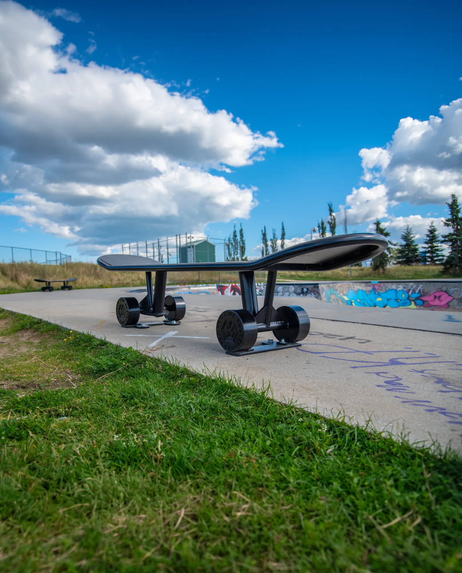 New Line Skate Benches at Millennium Place Skatepark in Sherwood Park Alberta