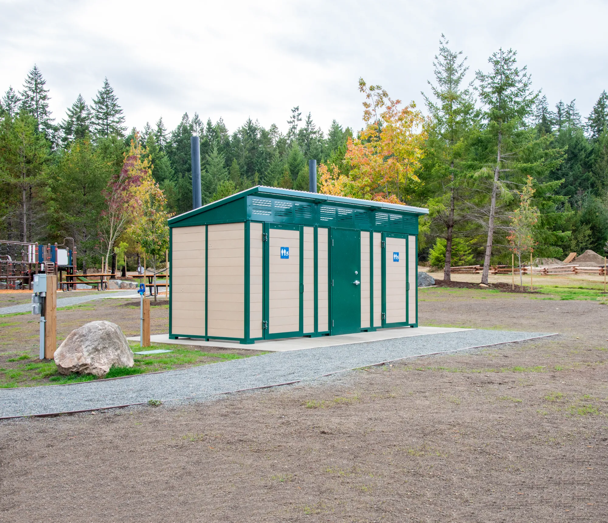 Wishbone Custom Forest Outhouse Building at Lions Community Park
