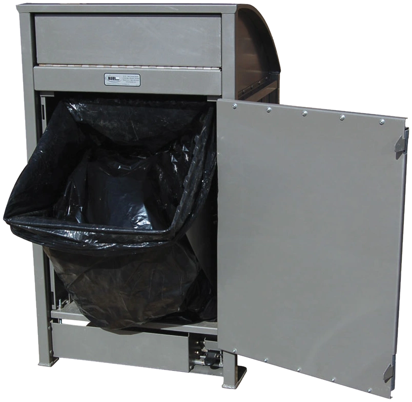 Freedom 55 Waste Receptacle, all metal, door open