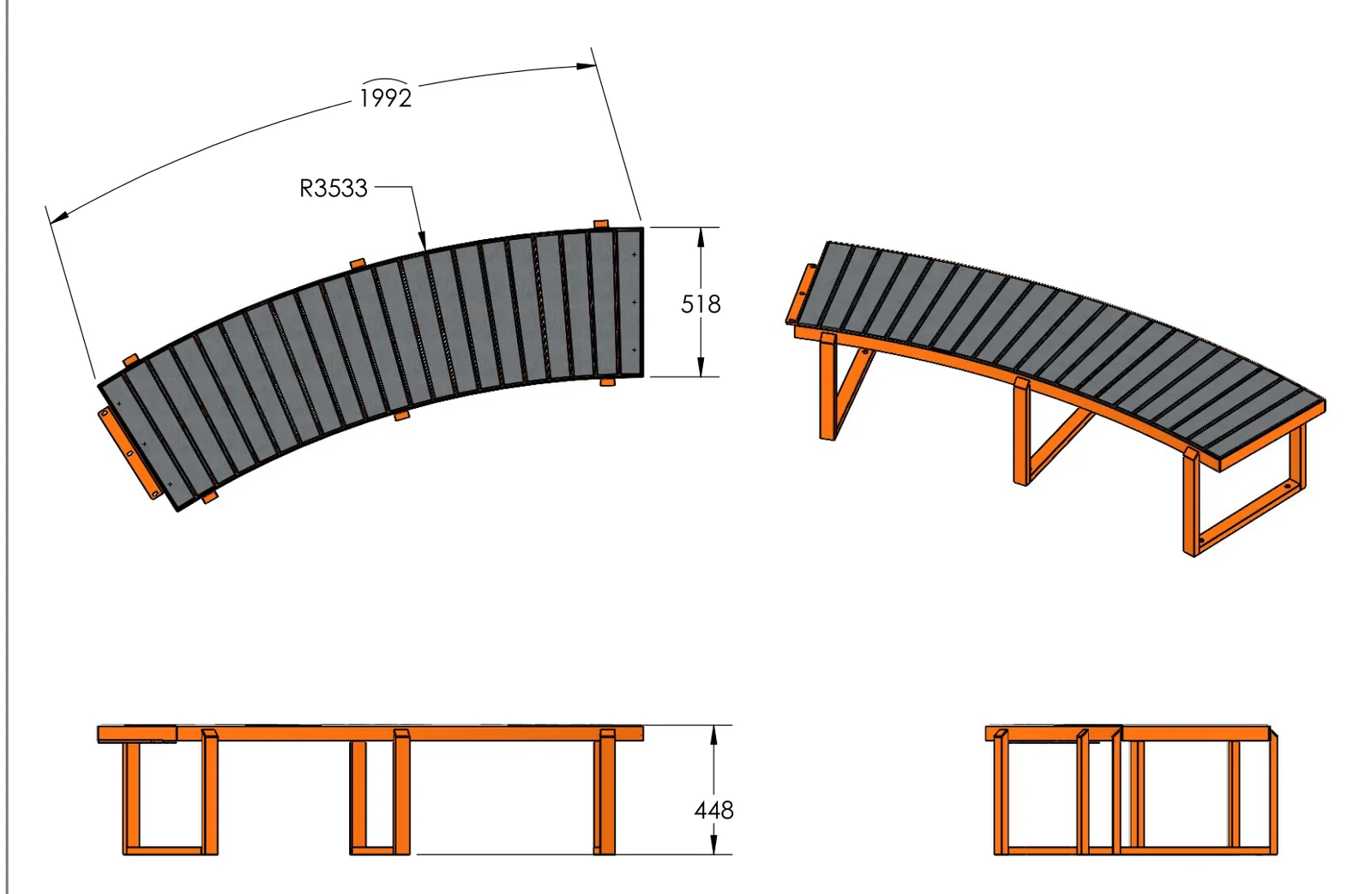 Custom Ridgeline Curved Bench