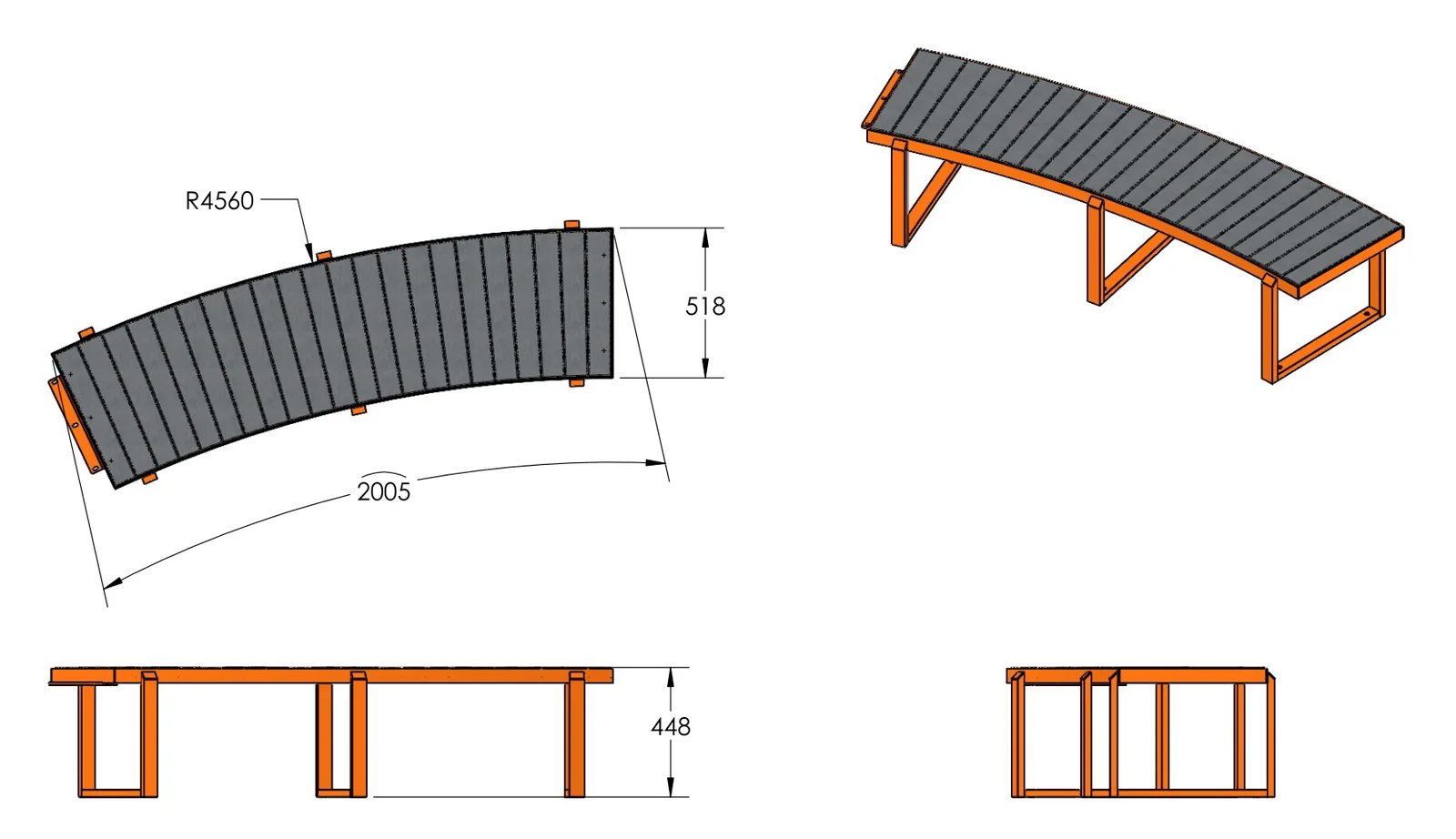 Custom Ridgeline Curved Bench