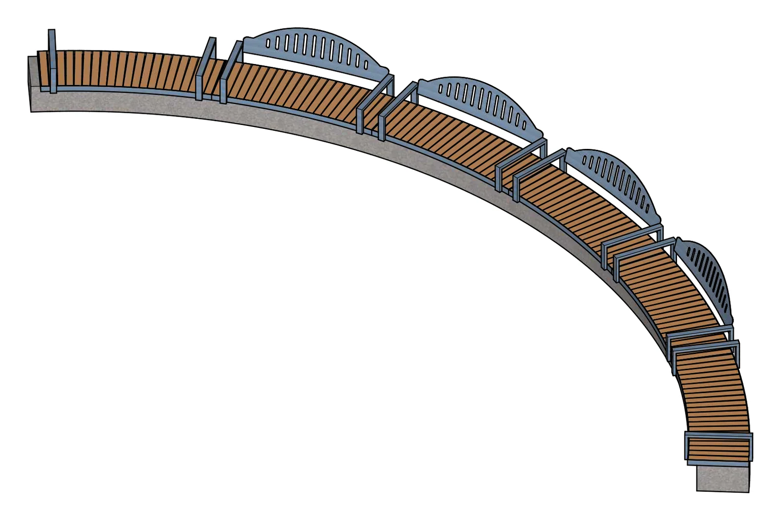 Skyline Curved Wall Top Bench With Outside Radius 5501 mm