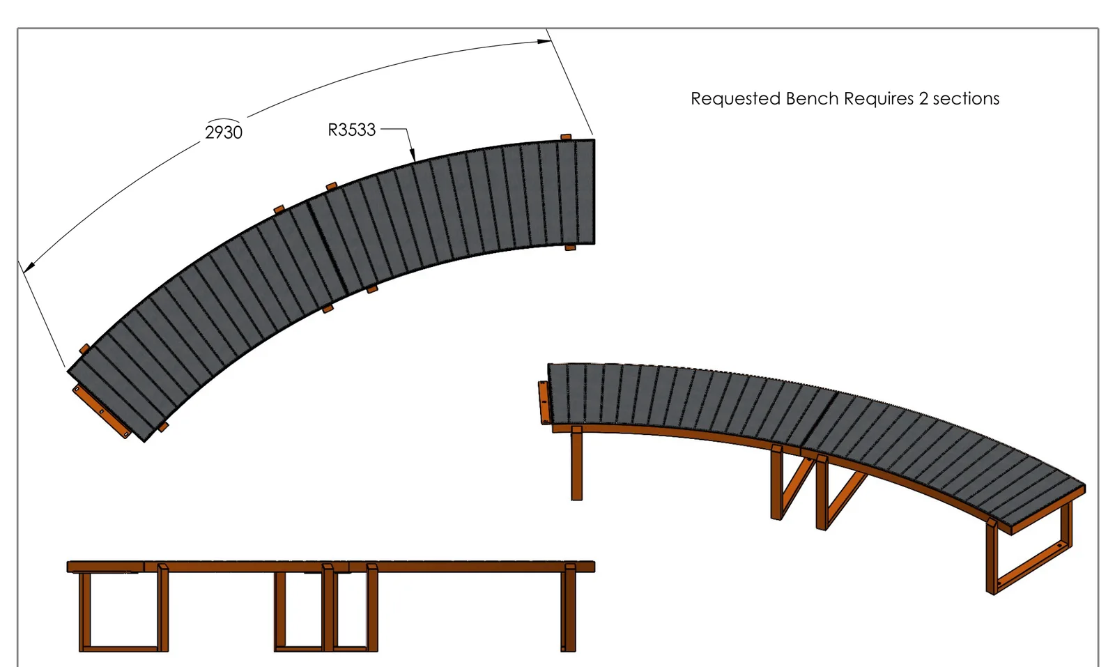 Custom Ridgeline Curved Bench