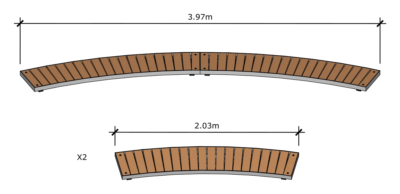 Modena Wall Top Bench - 2.03m - Cedar