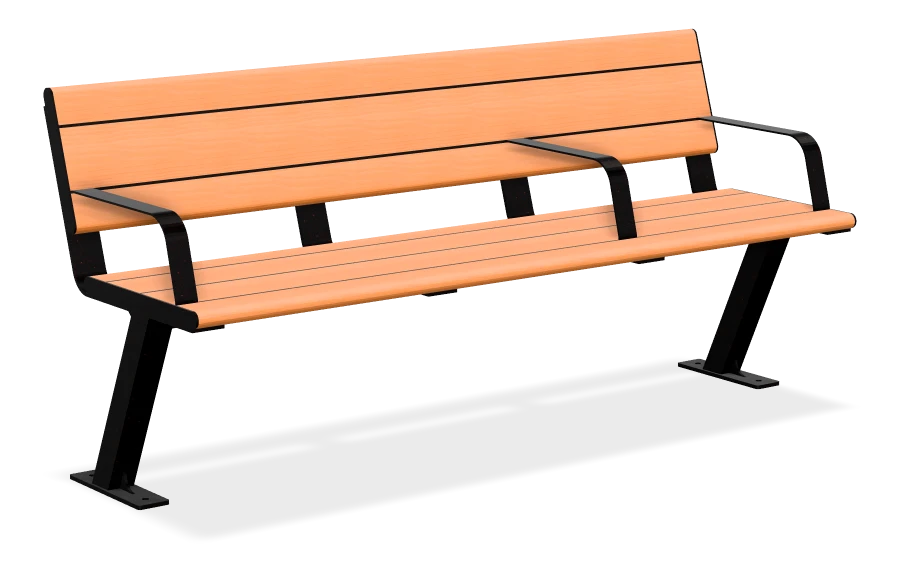Bayview Plus Bench with Armrests, with Custom Location of a Center Armrest 6ft