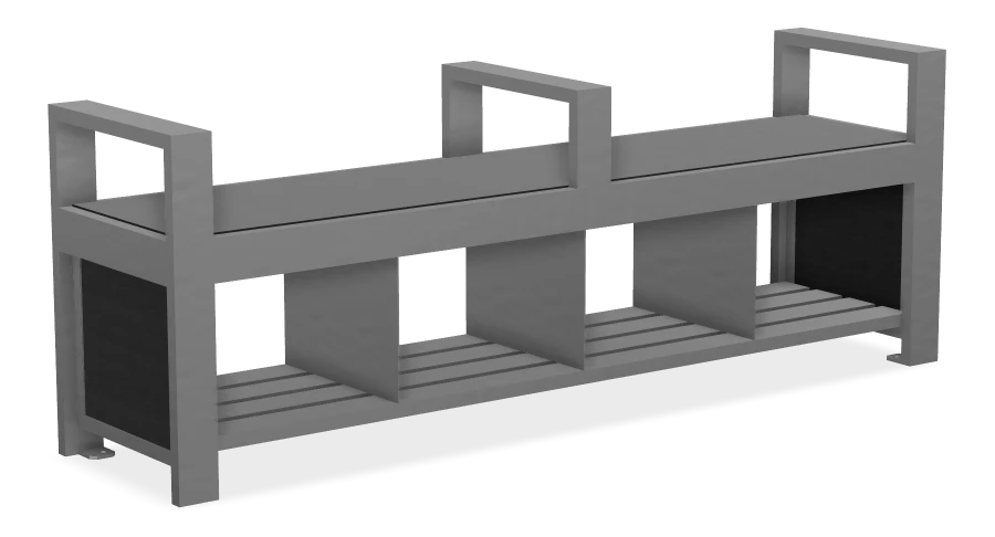 Urban Form Backless Bench with Storage Pockets, Armrest & Center Armrest 6ft