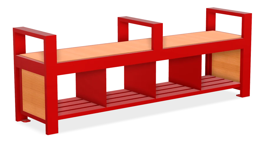 Urban Form Backless Bench with Storage Pockets, Armrest & Center Armrest 6ft