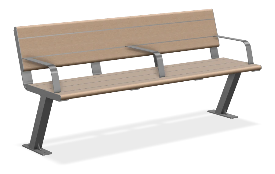 Bayview Plus Bench with Armrests, with Center Armrest 6ft