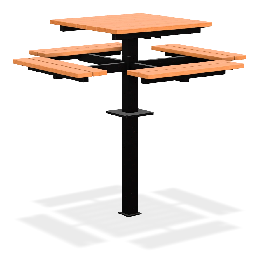 Single Pedestal Picnic Table, with Modified Lumber Inground Mount