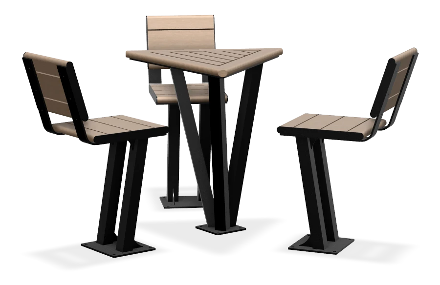 Triangular Bistro - Single Table with 3 Seats Combo
