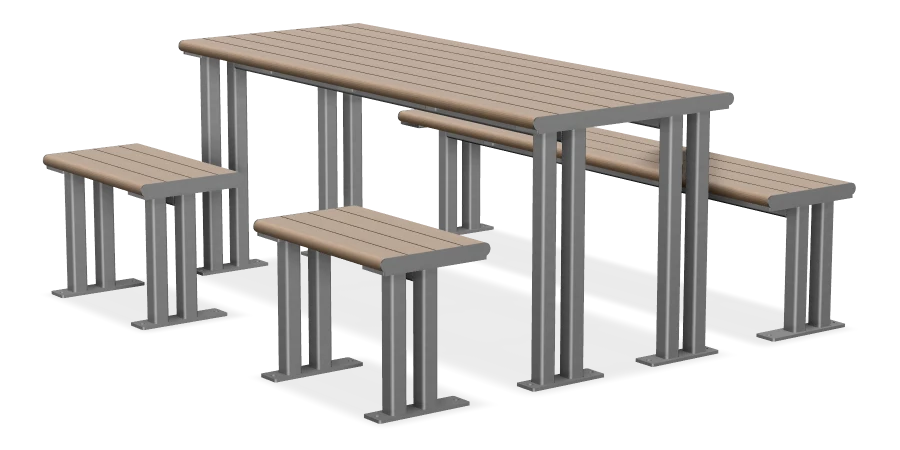 Larson Wheelchair Accessible Picnic Table 6ft - Accessibility on One Side In The Middle Between 2 Benches
