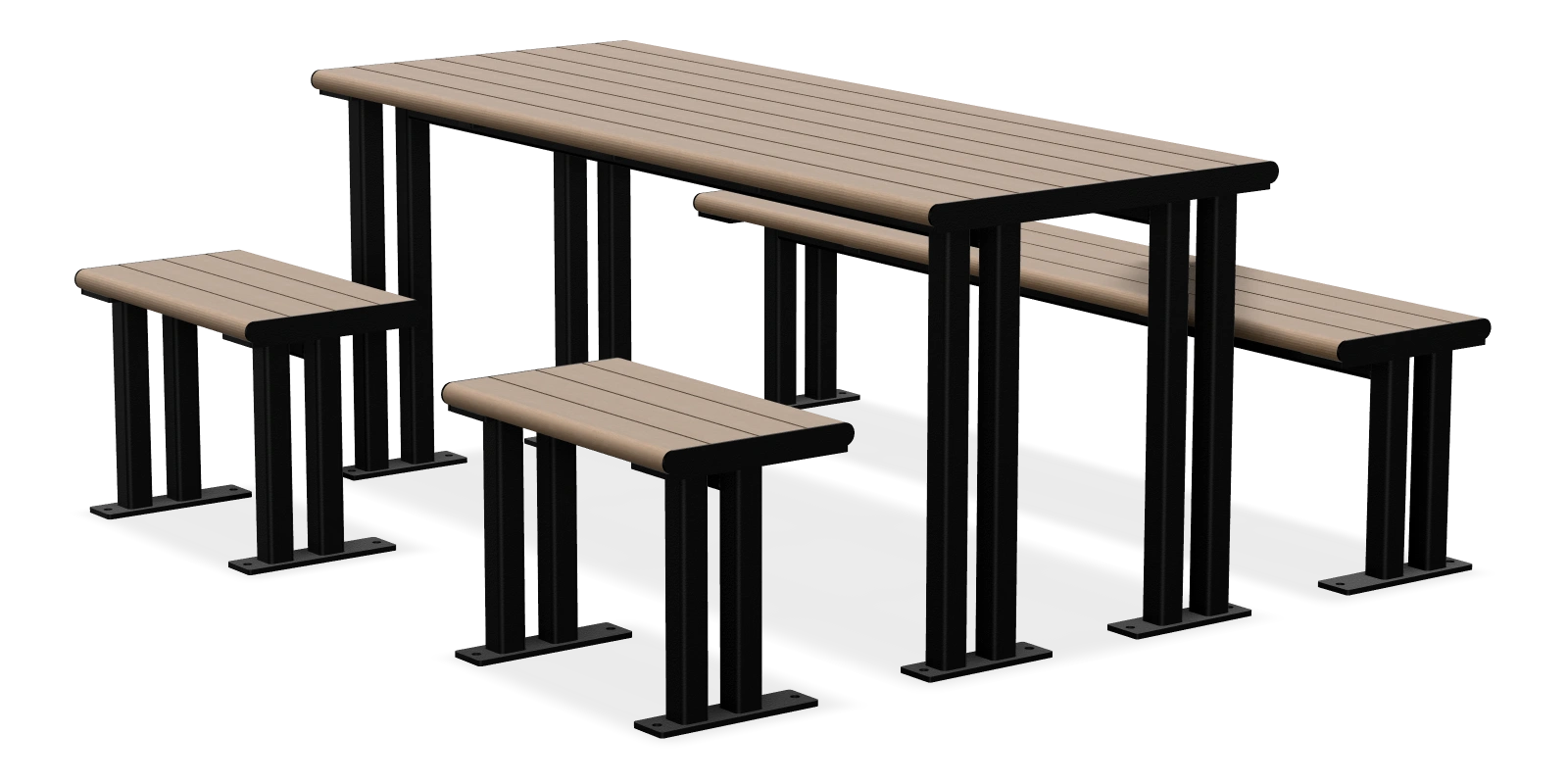 Larson Wheelchair Accessible Picnic Table 6ft - Accessibility on One Side In The Middle Between 2 Benches