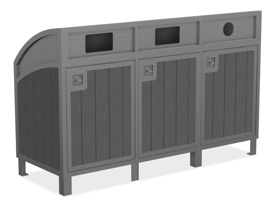 Modena Curved Top Large Capacity Three Stream Recycling Station