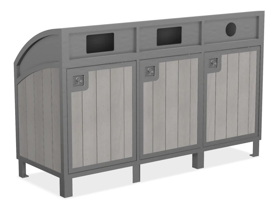 Modena Curved Top Large Capacity Three Stream Recycling Station
