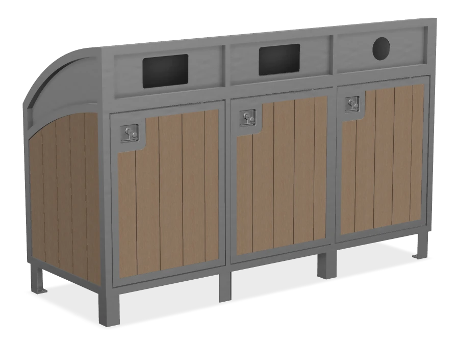 Modena Curved Top Large Capacity Three Stream Recycling Station