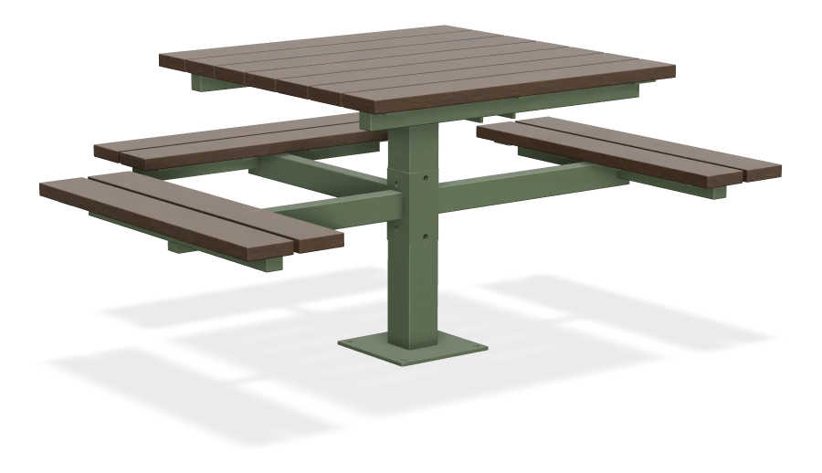 Single Pedestal Picnic Table, Wheelchair Accessible, Inground Mount