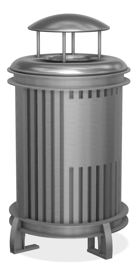 Beselt Large Capacity Round Waste Receptacle w/ Rain Top Lid and Decal Plate