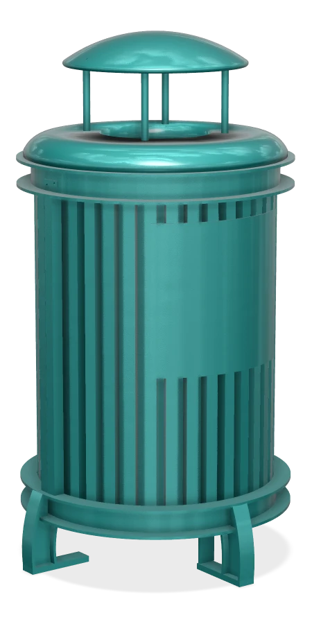 Beselt Large Capacity Round Waste Receptacle w/ Rain Top Lid and Decal Plate