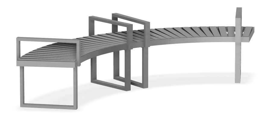 Skyline Curved Backless Bench R1900