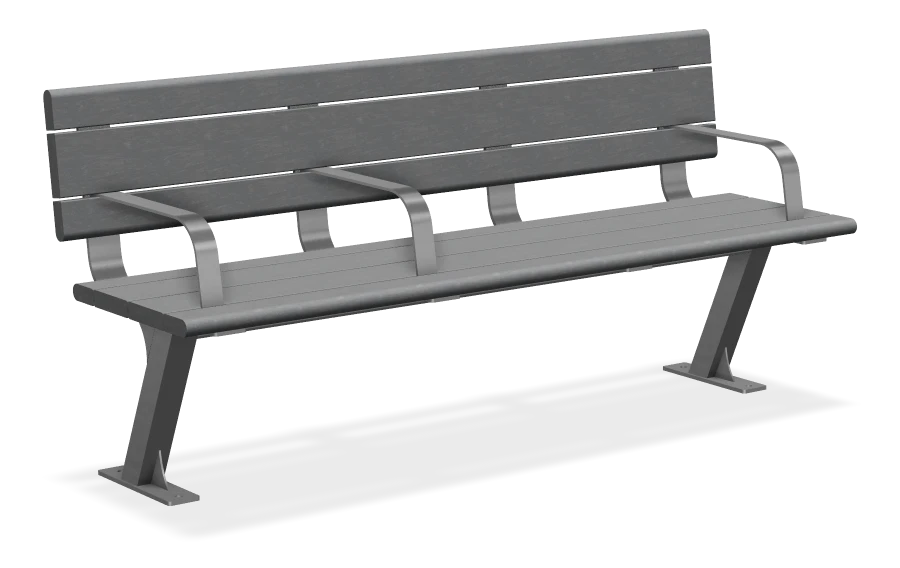 Bayview Bench with off Centre Armrest 6ft - 7.5 Degree Backrest