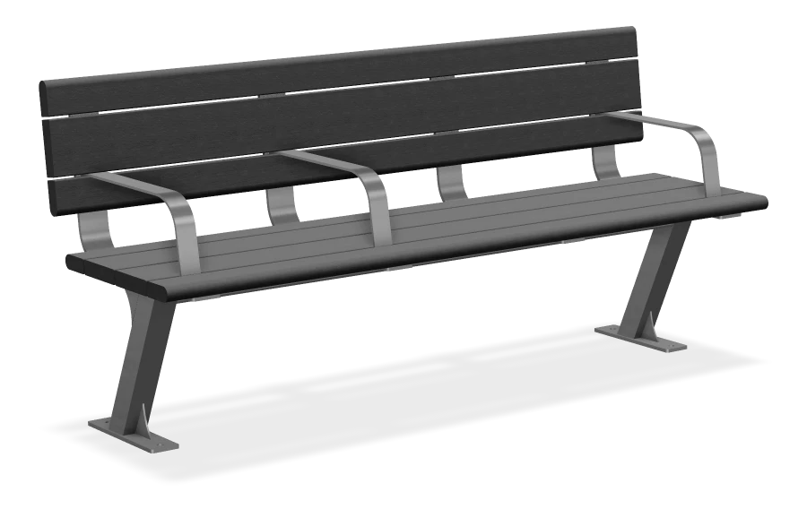 Bayview Bench with off Centre Armrest 6ft - 7.5 Degree Backrest
