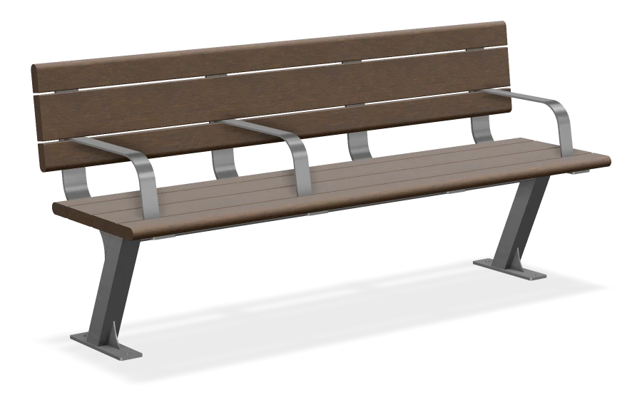 Bayview Bench with off Centre Armrest 6ft - 7.5 Degree Backrest