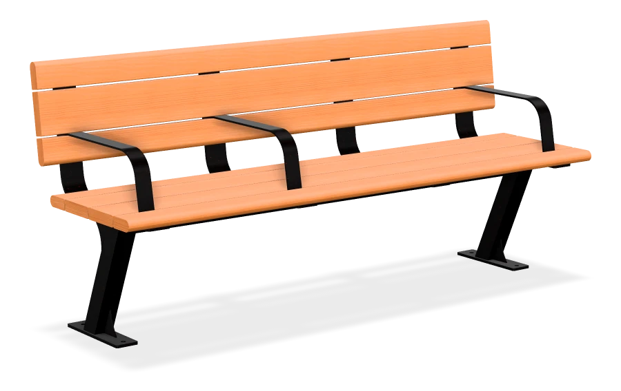 Bayview Bench with off Centre Armrest 6ft - 7.5 Degree Backrest