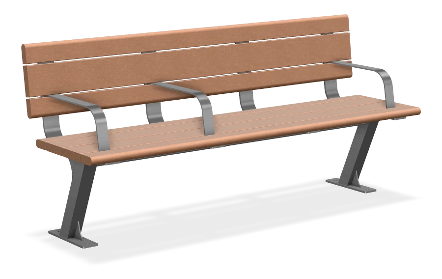 Bayview Bench with off Centre Armrest 6ft - 7.5 Degree Backrest