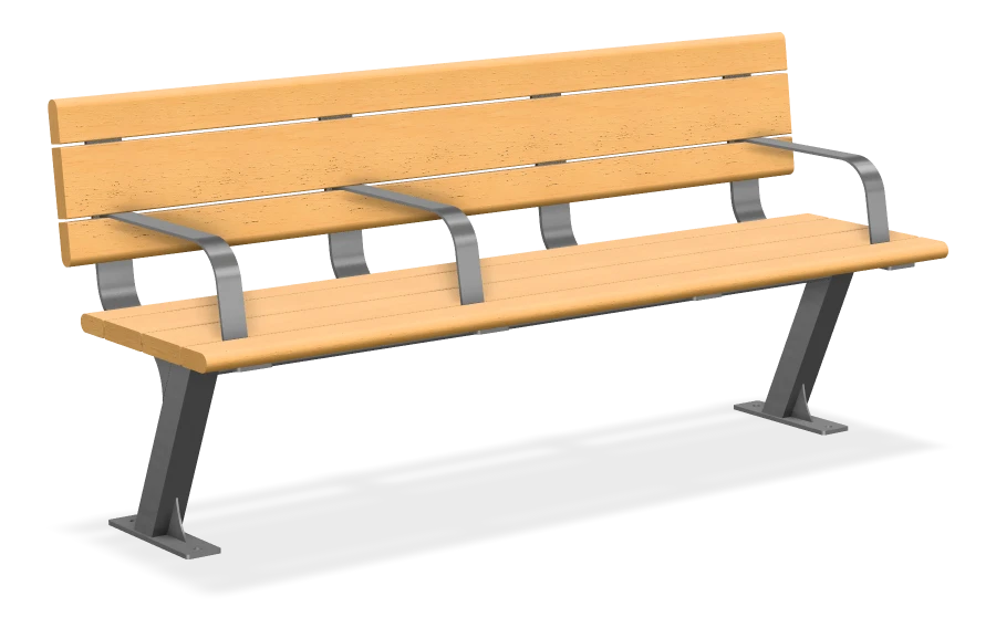 Bayview Bench with off Centre Armrest 6ft - 7.5 Degree Backrest