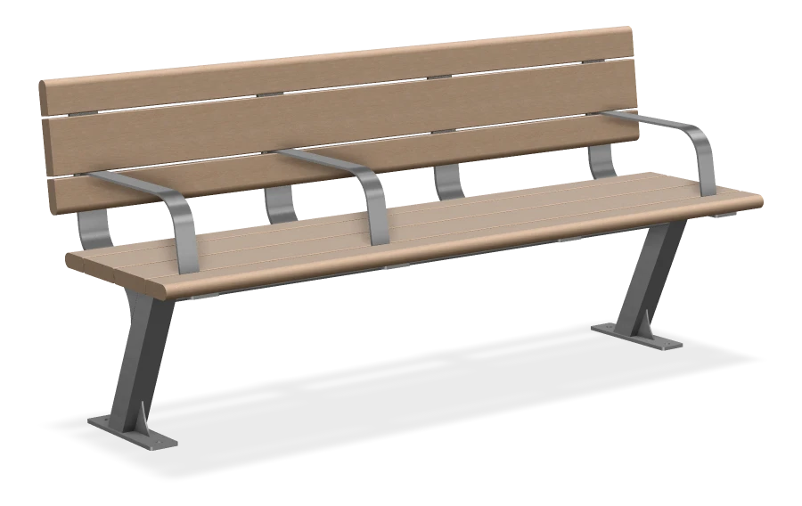 Bayview Bench with off Centre Armrest 6ft - 7.5 Degree Backrest