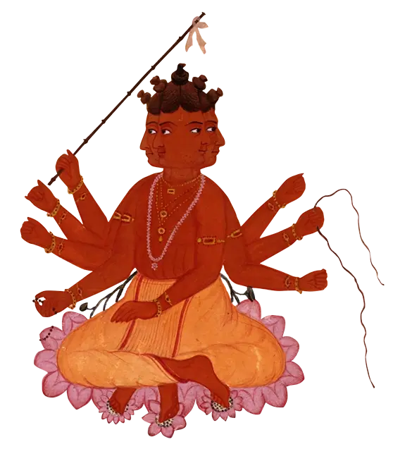 Painting of the god Brahma riding a goose