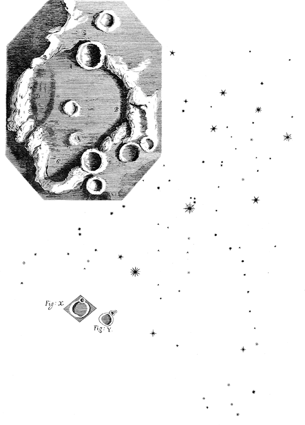 Illustration of the surface of a cellestial body and stars