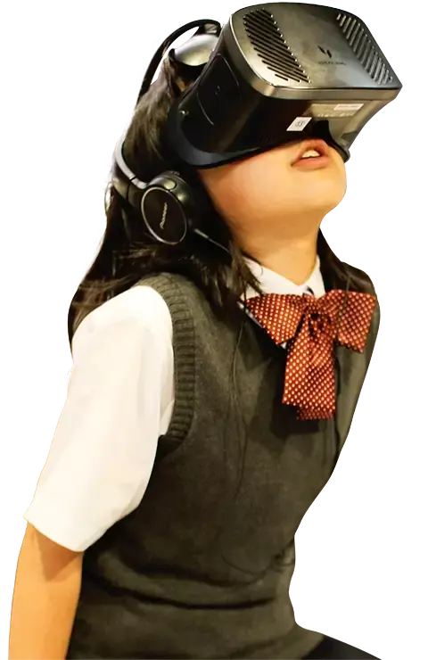 Young girl wearing a VR headset